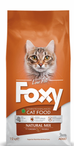 FOXY ADULT CAT NATURAL MIX RICH IN CHICKEN 12KG - LOW FAT